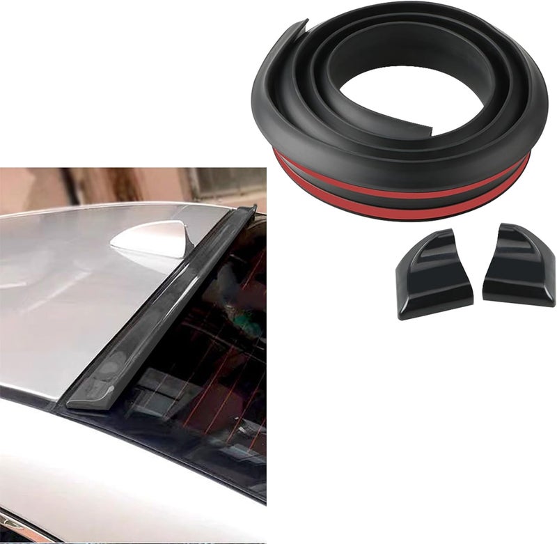 CHRYMUM Car Rear Spoiler Roof Lip Kit, Carbon Fiber 3D Rubber Trunk Spoiler Trim Strip, Car Rear Spoiler Kit, Auto Exterior Accessories Punch-Free Installation for Most Cars - Image 1